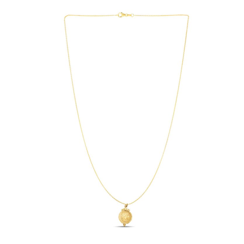 14k Yellow Gold with Round Roman Coin Pendant - Image 2