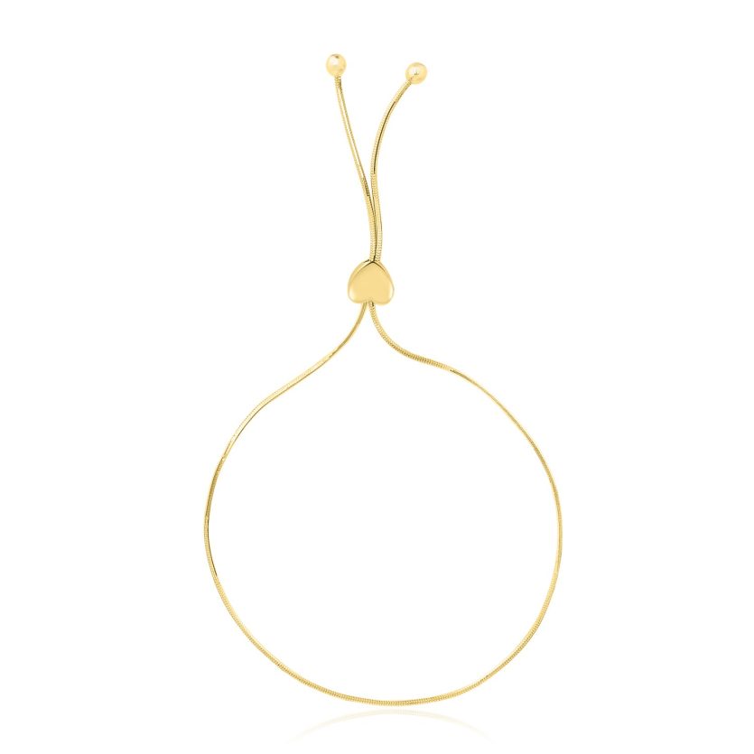 14k Yellow Gold Adjustable Lariat Style Heart Motif Bracelet (1.00 mm) - Image 1