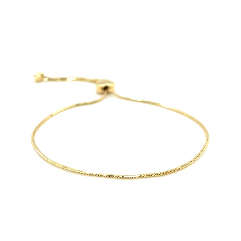 14k Yellow Gold Adjustable Lariat Style Heart Motif Bracelet (1.00 mm) - Image 2