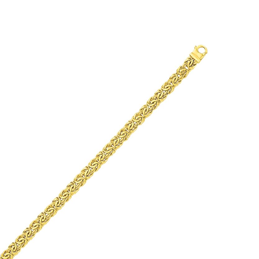 10k Yellow Gold Byzantine Design Chain Bracelet (7.00 mm) - Image 1