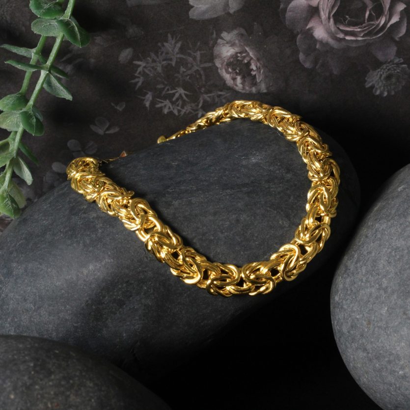 10k Yellow Gold Byzantine Design Chain Bracelet (7.00 mm) - Image 2