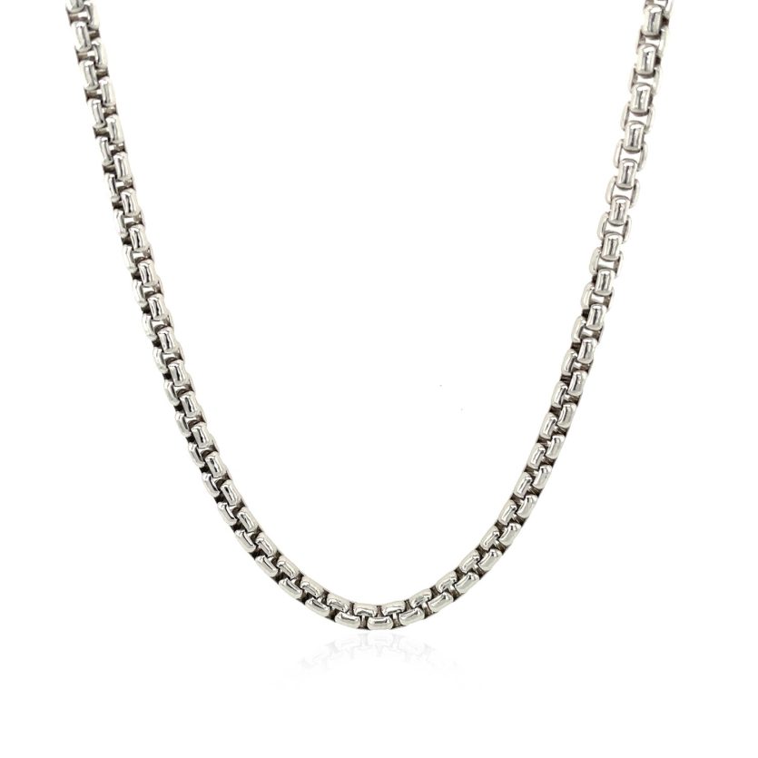 Sterling Silver Rhodium Plated Round Box Chain (3.00 mm) - Image 2