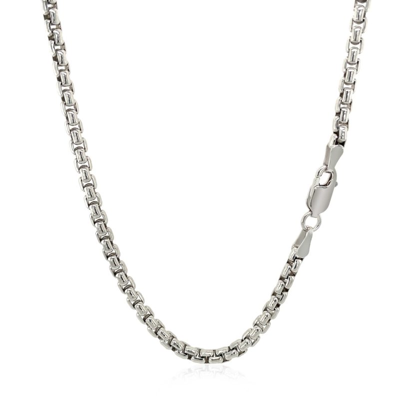 Sterling Silver Rhodium Plated Round Box Chain (3.00 mm) - Image 3