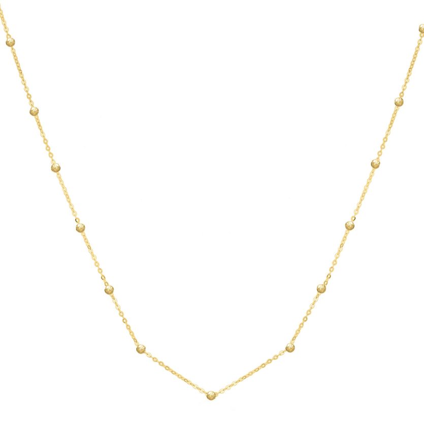 Textured Saturn Bead Necklace in 14K Yellow Gold - Image 1