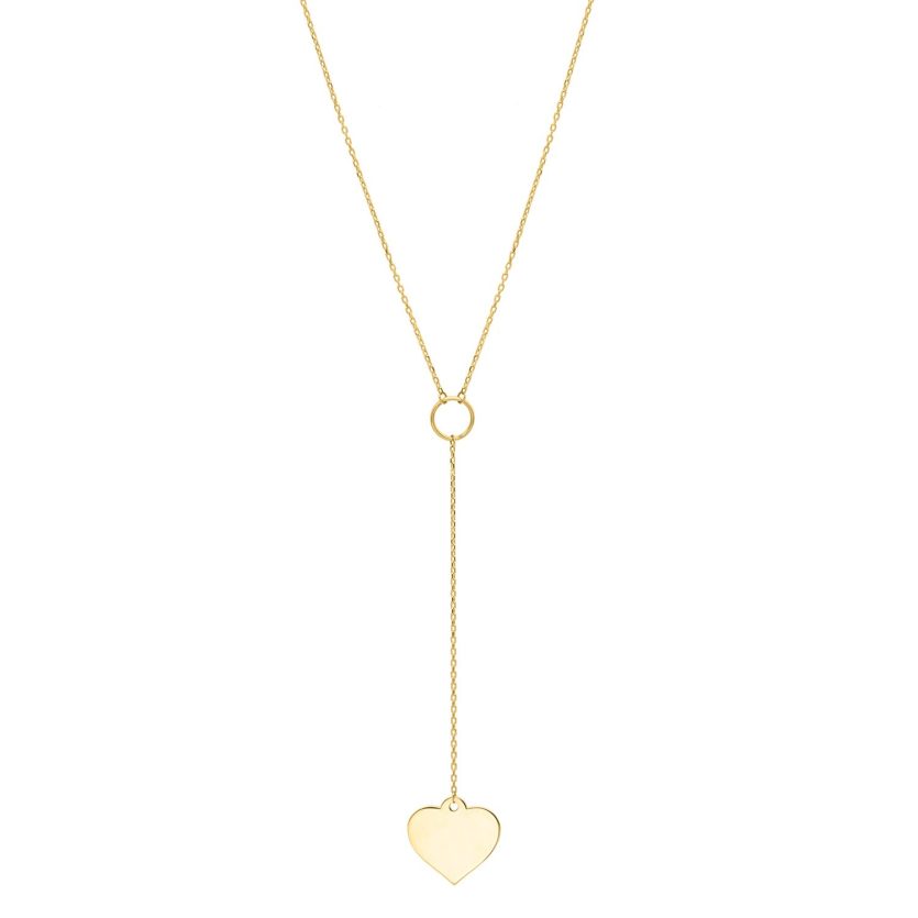Lariat Heart Necklace in 10K Yellow Gold - Image 1