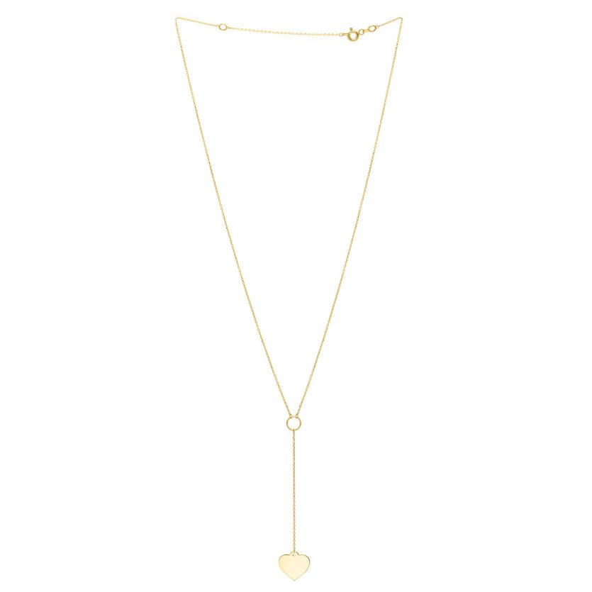 Lariat Heart Necklace in 10K Yellow Gold - Image 2