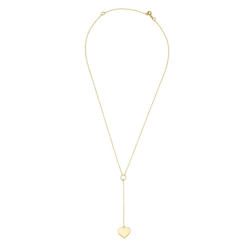 Lariat Heart Necklace in 10K Yellow Gold - Image 3