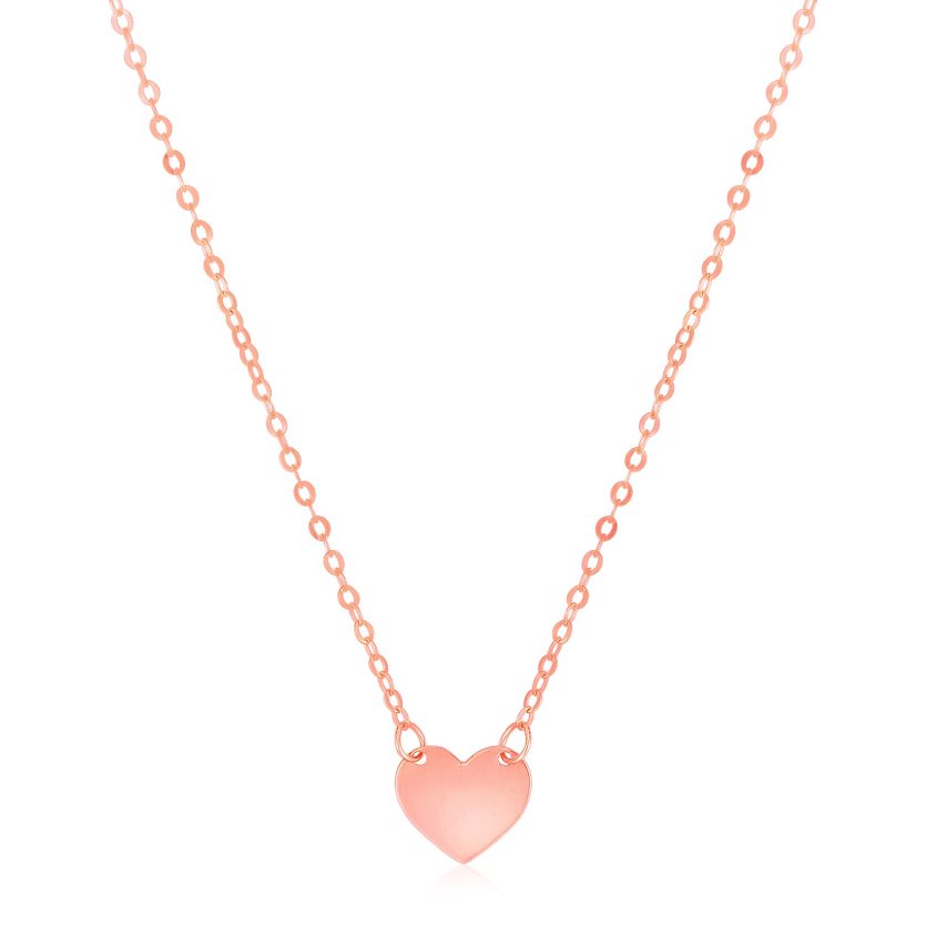 14k Rose Gold Polished Mini Heart Necklace - Image 1