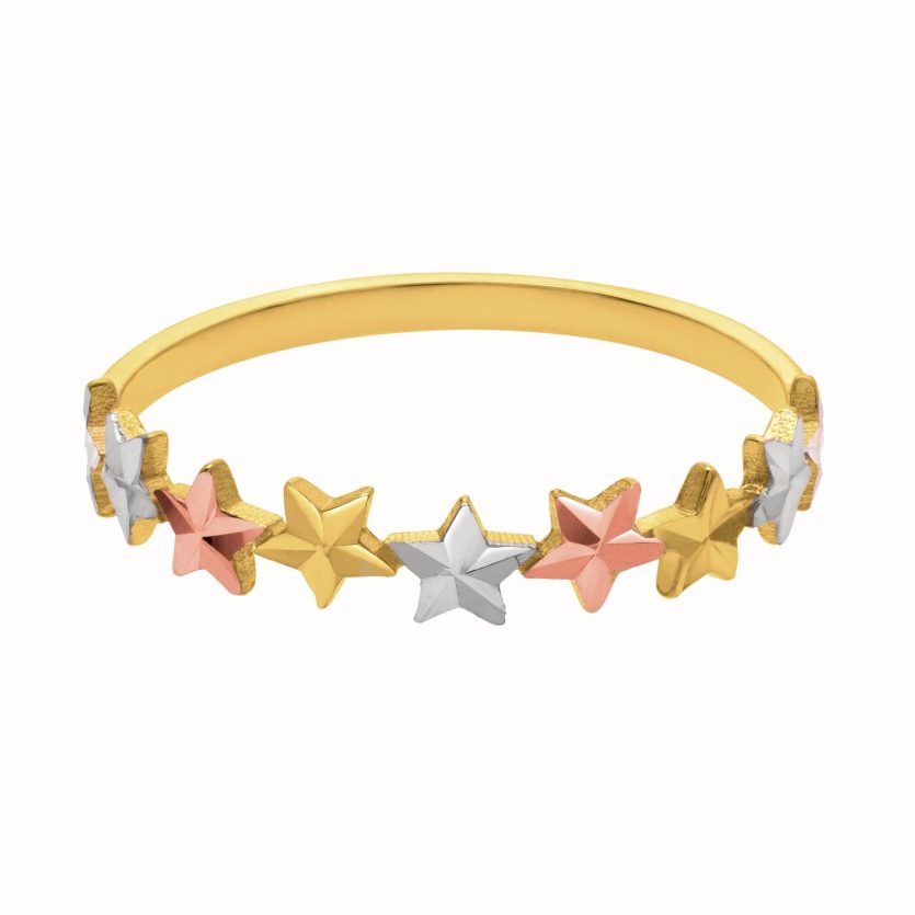 Tri color Star Ring in 10K Gold - Image 2