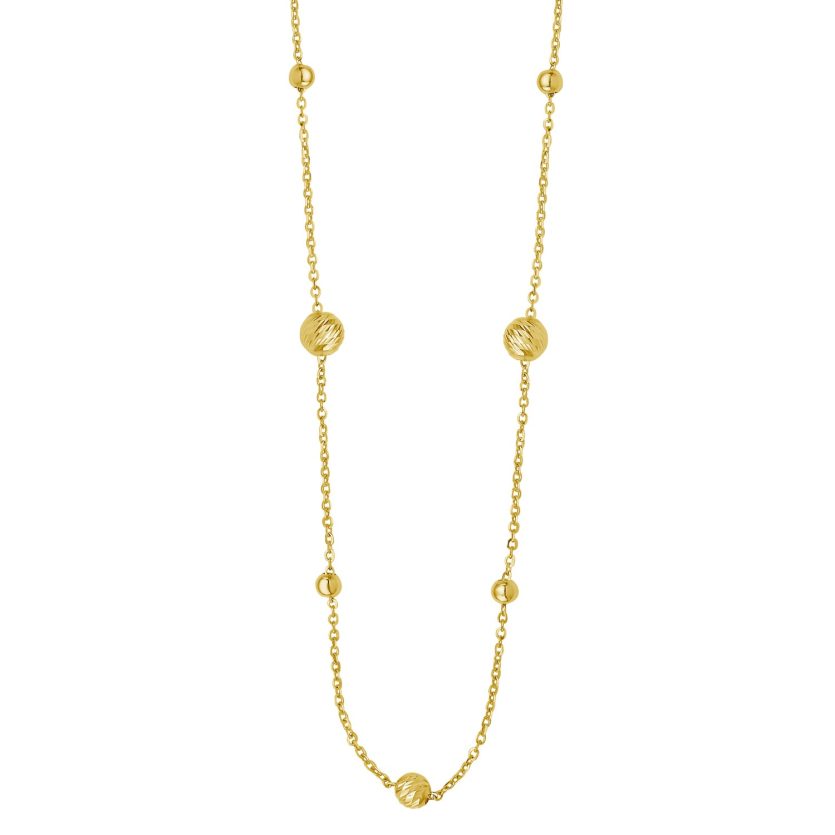 Alternating Bead Chain Necklace in 14K Yellow Gold - Image 1
