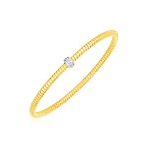 14k Yellow Gold Stretch Bangle with Diamonds (3.00 mm)