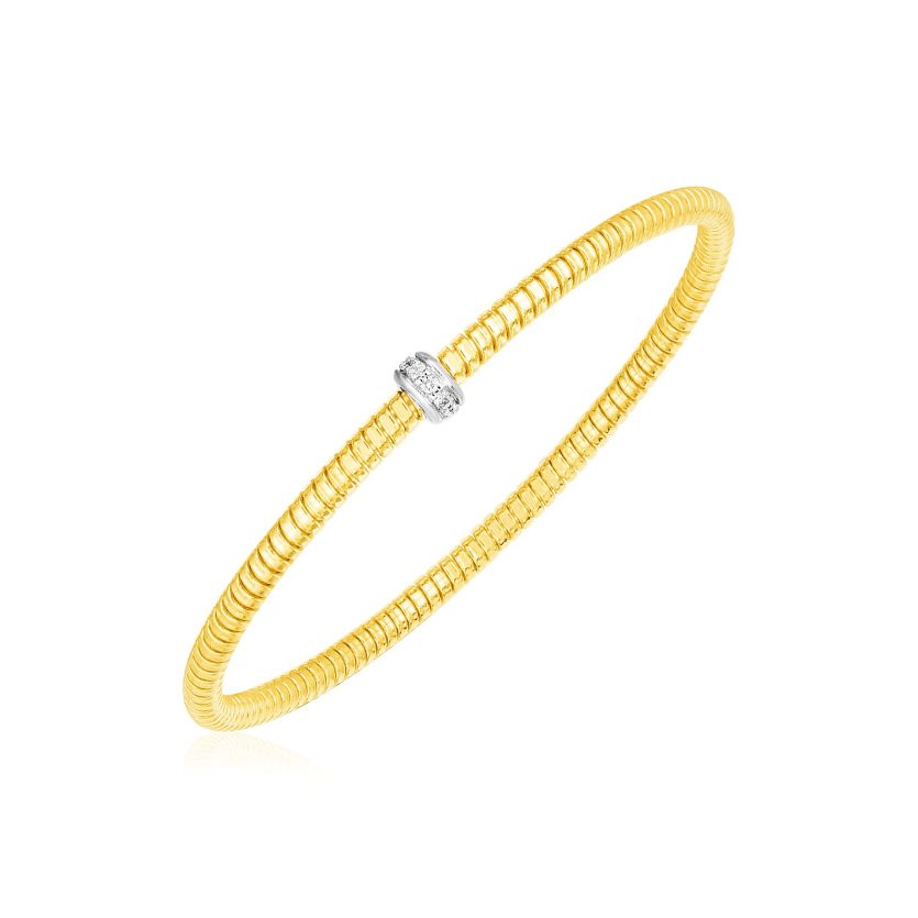 14k Yellow Gold Stretch Bangle with Diamonds (3.00 mm) - Image 1