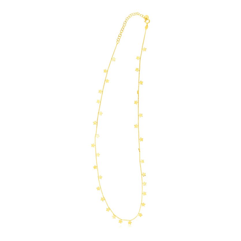 14K Yellow Gold Necklace with Dangling Stars - Image 1