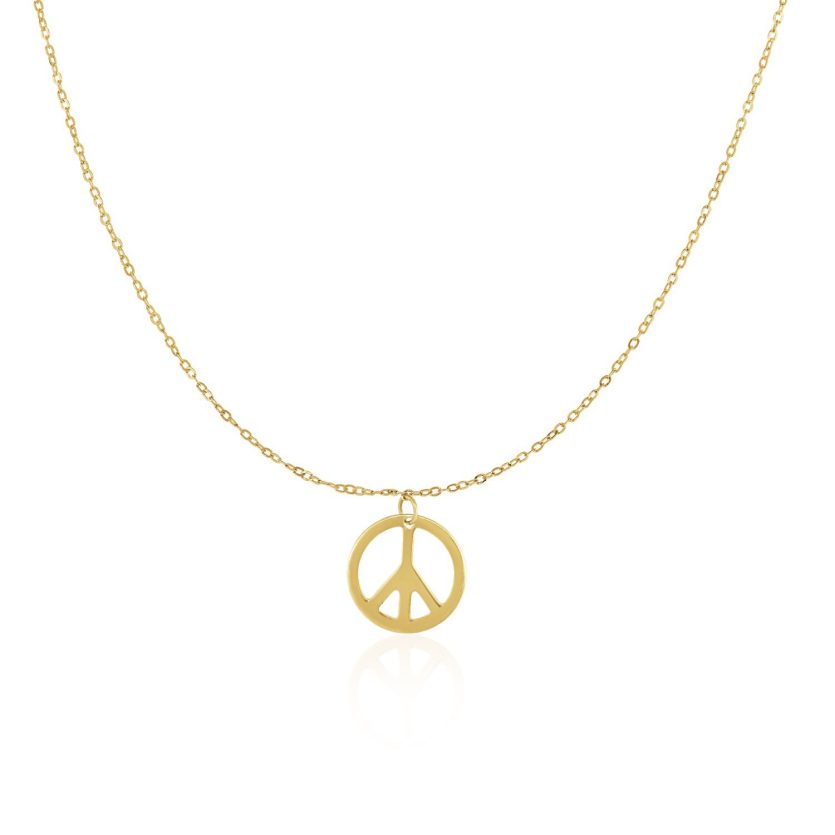 14k Yellow Gold with Peace Symbol Pendant - Image 1