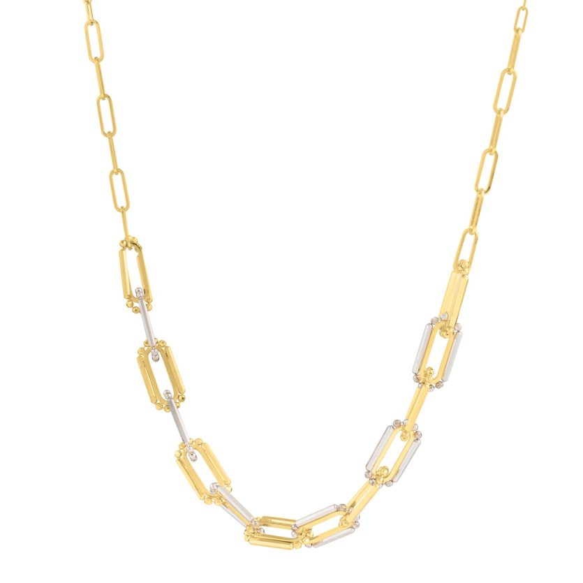 Two Tone Pallina Paperclip Necklace in 14K Gold - Image 1