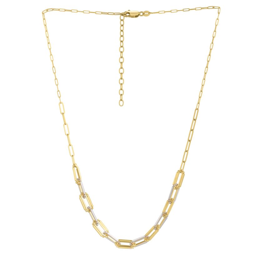 Two Tone Pallina Paperclip Necklace in 14K Gold - Image 3