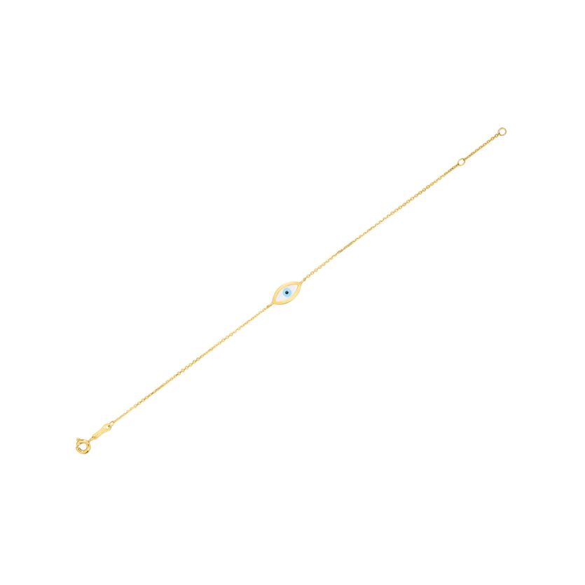 14k Yellow Gold MOP Evil Eye Bracelet (1.00 mm) - Image 1