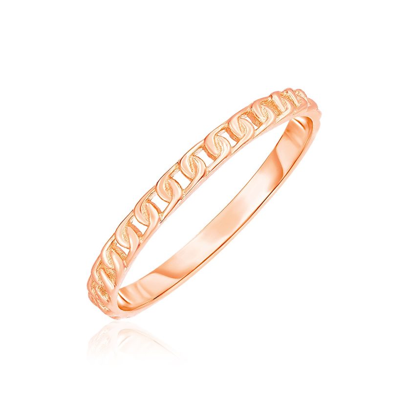 14k Rose Gold Ring with Bead Texture - Image 1