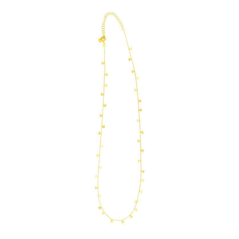 14K Yellow Gold Necklace with Dangling Hearts - Image 1