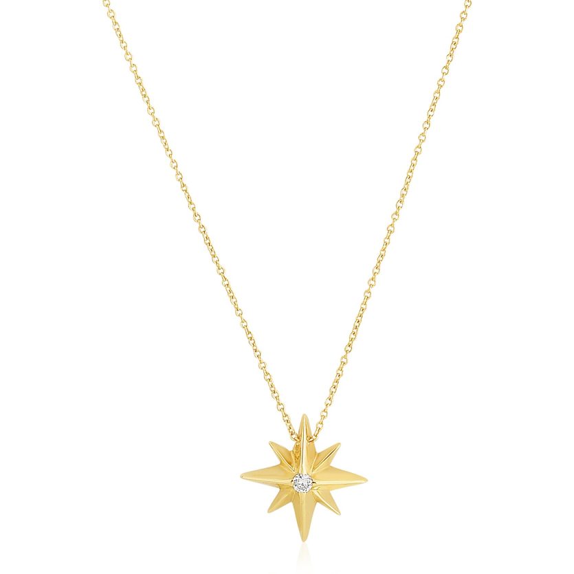 14k Yellow Gold High Polish North Star Necklace - Image 1