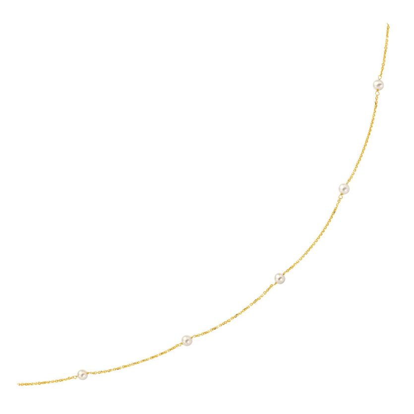 14k Yellow Gold Necklace with White Pearls - Image 1