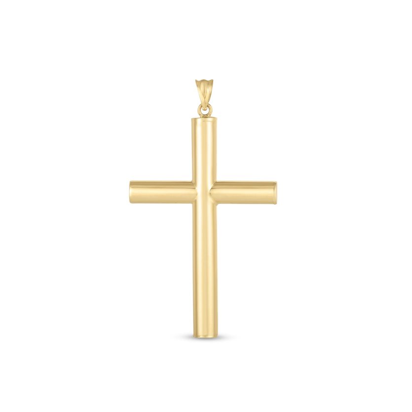 14k Yellow Gold High Polish Classic Cross Pendant - Image 1