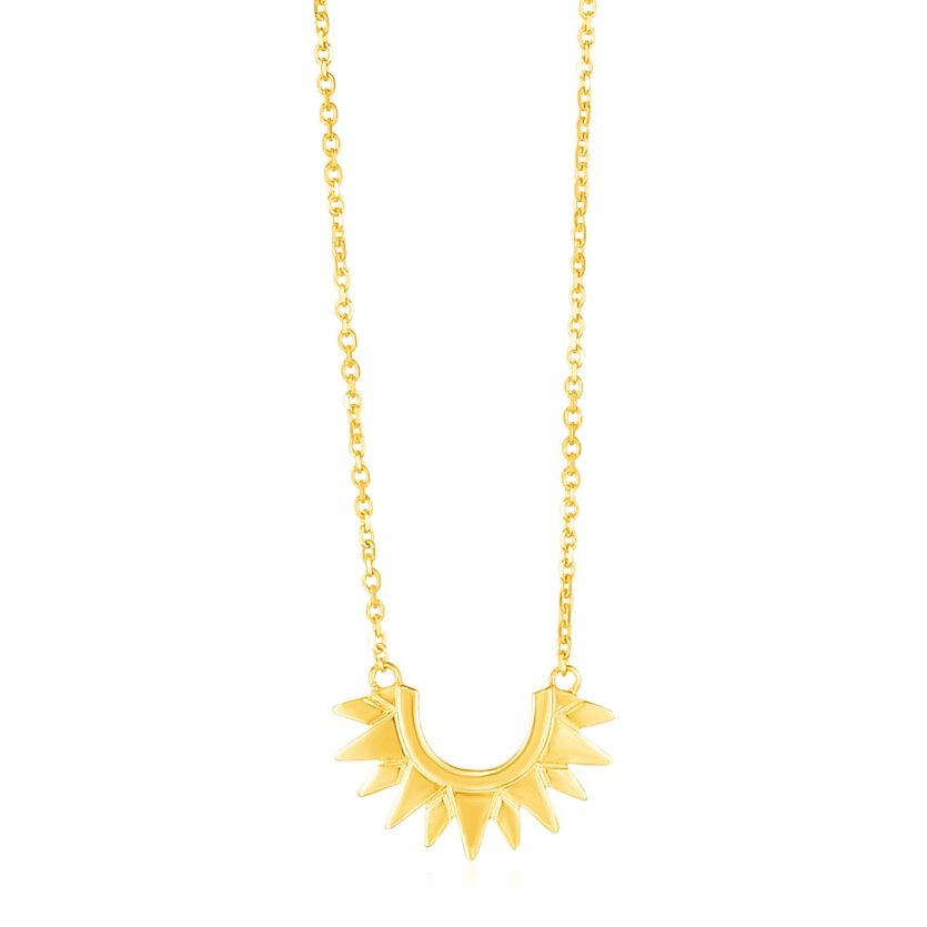 14k Yellow Gold Polished Sunburst Necklace - Image 1