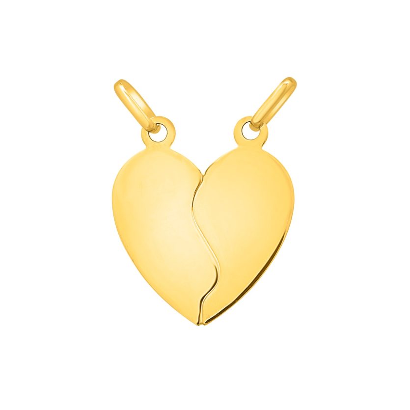 Broken Heart Pendant Double Bail 14K Yellow Gold - Image 1