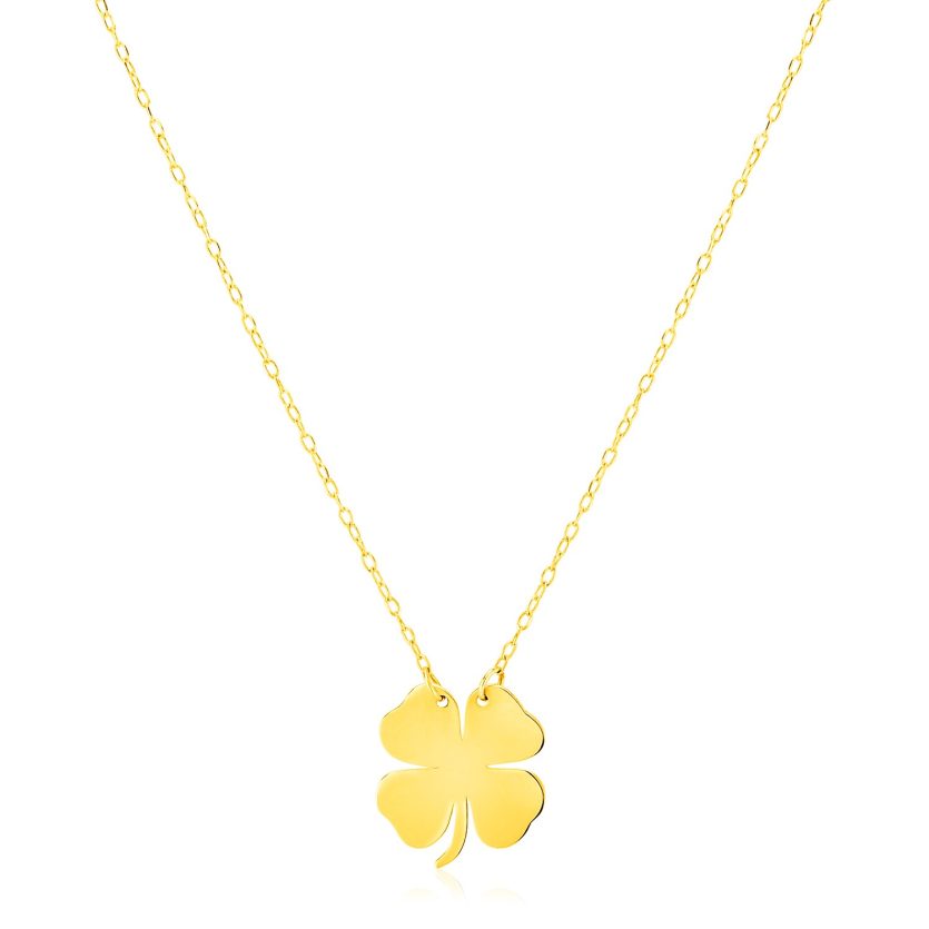 14K Yellow Gold Four Leaf Clover Necklace - Image 1