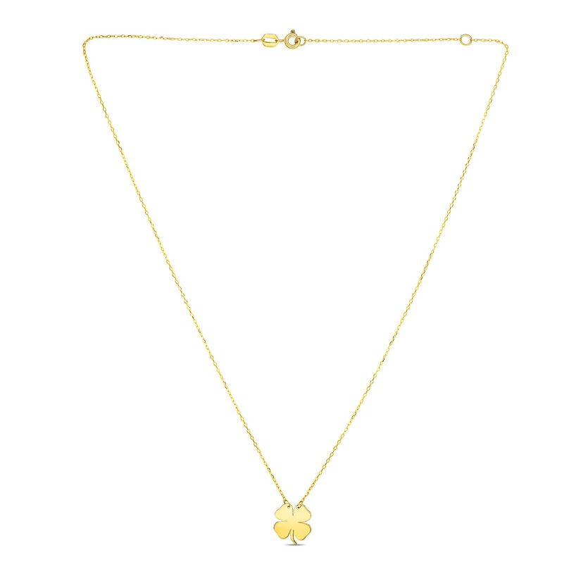 14K Yellow Gold Four Leaf Clover Necklace - Image 2