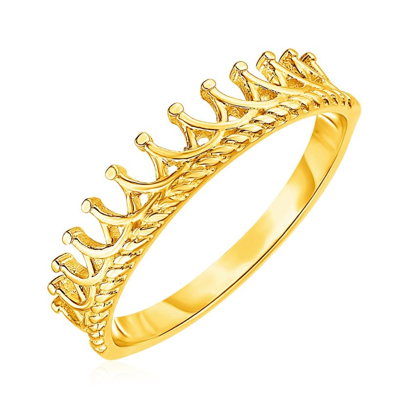 14k Yellow Gold Crown Motif Ring - Image 1