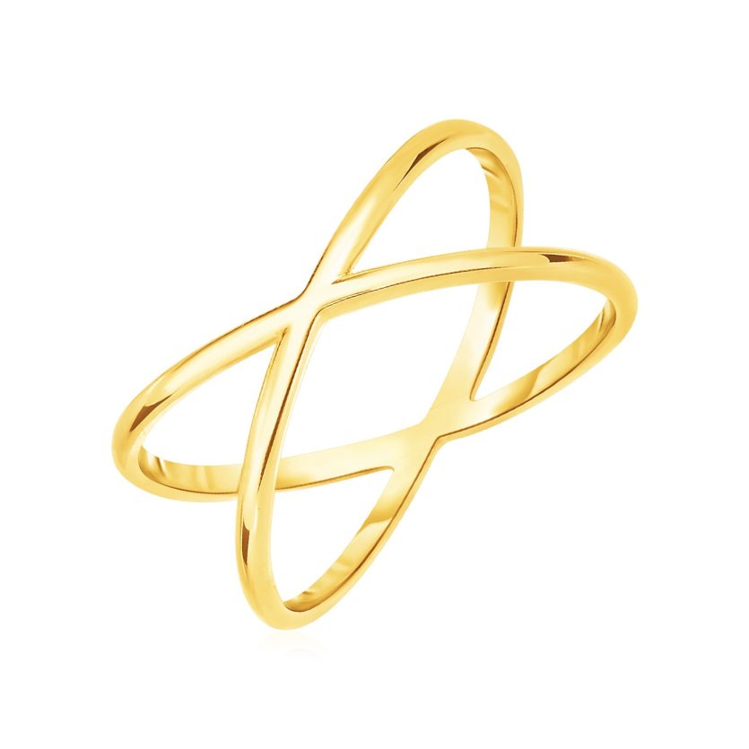 14k Yellow Gold Polished X Profile Ring - Image 1