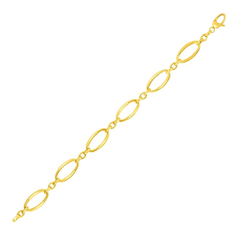 14k Yellow Gold Bracelet with Polished Oval Links (10.00 mm) - Image 1