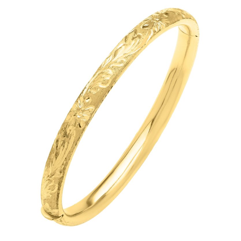 Engraved Medium Bangle in 14K Yellow Gold (6.20 mm) - Image 1