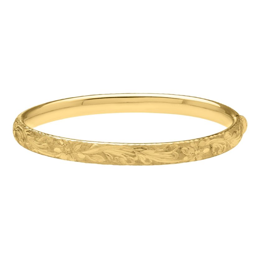 Engraved Medium Bangle in 14K Yellow Gold (6.20 mm) - Image 2