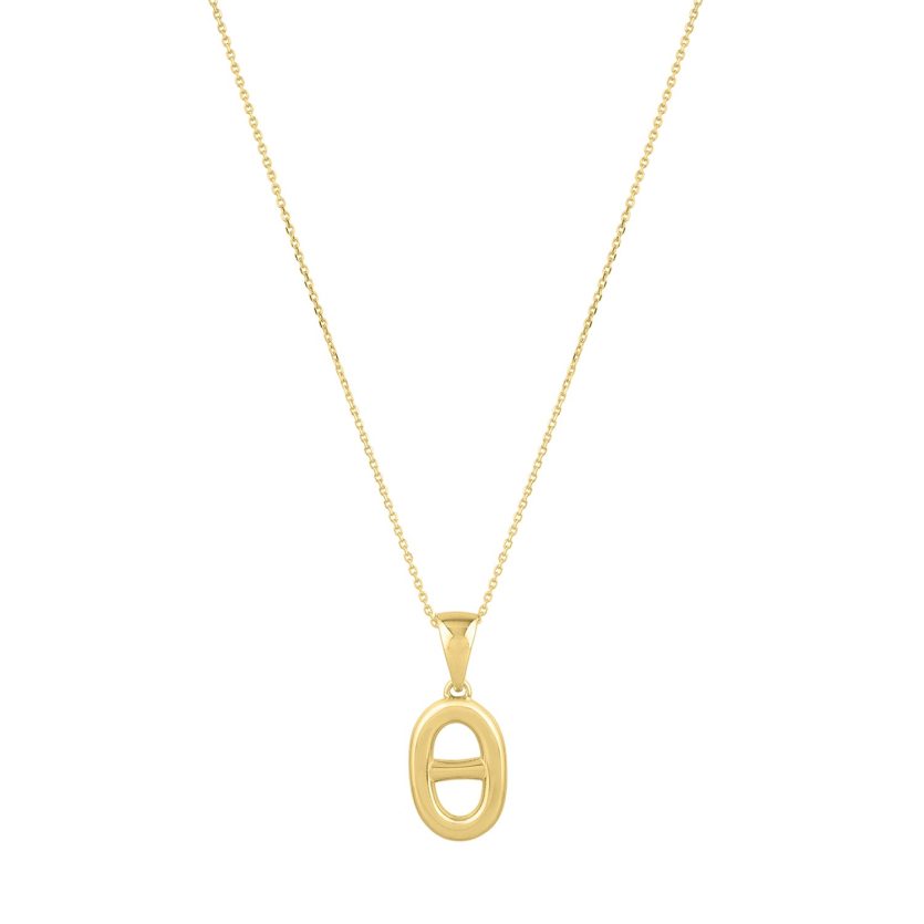 Polished Puff Mariner Link Necklace in 14K Yellow Gold - Image 1