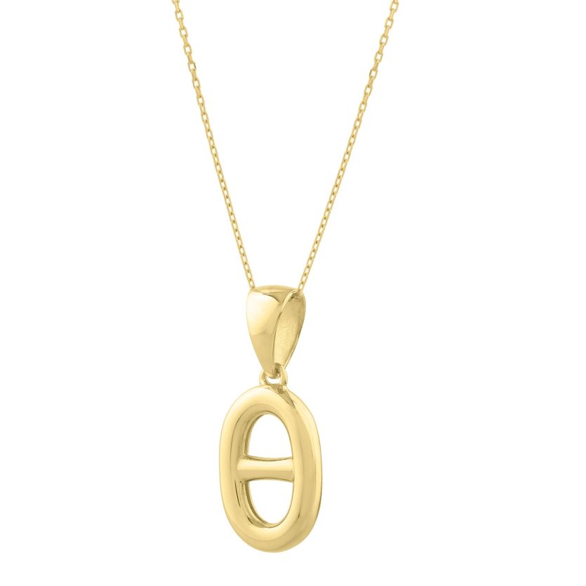 Polished Puff Mariner Link Necklace in 14K Yellow Gold - Image 2