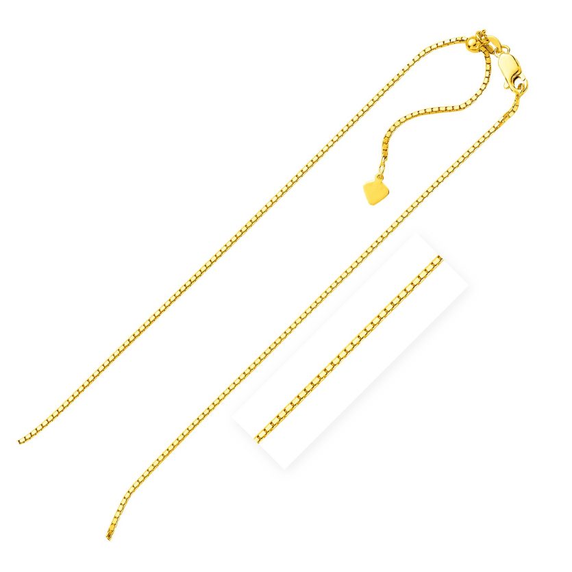 Sterling Silver Yellow Finish Adjustable Box Chain (1.40 mm) - Image 1