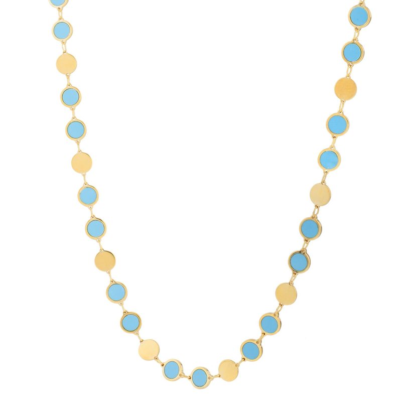 Turquoise Composite Gem Alternating Necklace in 14K Yellow Gold (5.00 mm) - Image 1