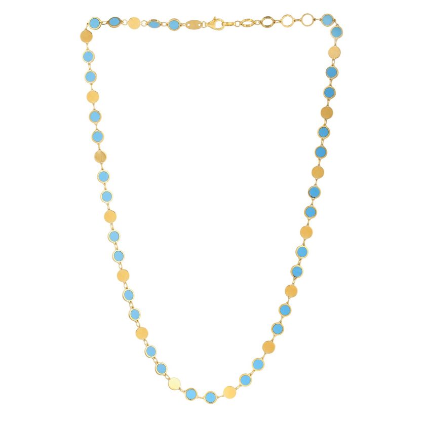 Turquoise Composite Gem Alternating Necklace in 14K Yellow Gold (5.00 mm) - Image 2