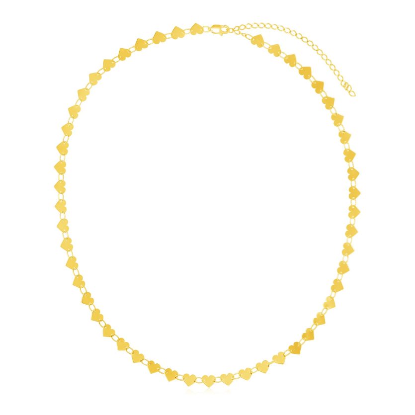 14k Yellow Gold Mirrored Heart Chain Necklace - Image 1