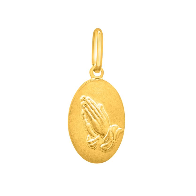 Religious Pendant with Praying Hands in 14K Yellow Gold - Image 1