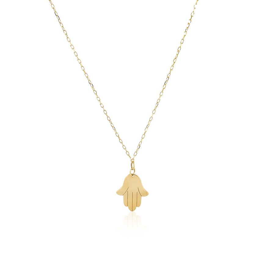 14K Yellow Gold Hand of Hamsa Necklace - Image 1