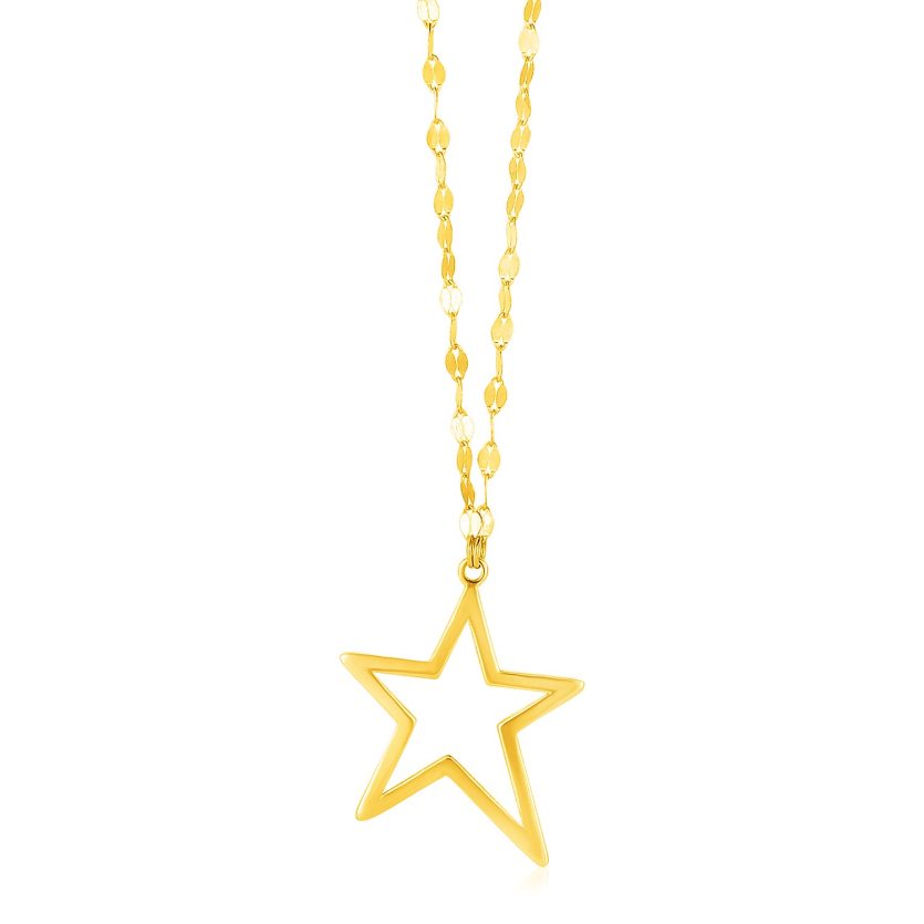 14k Yellow Gold Necklace with Star Pendant - Image 1