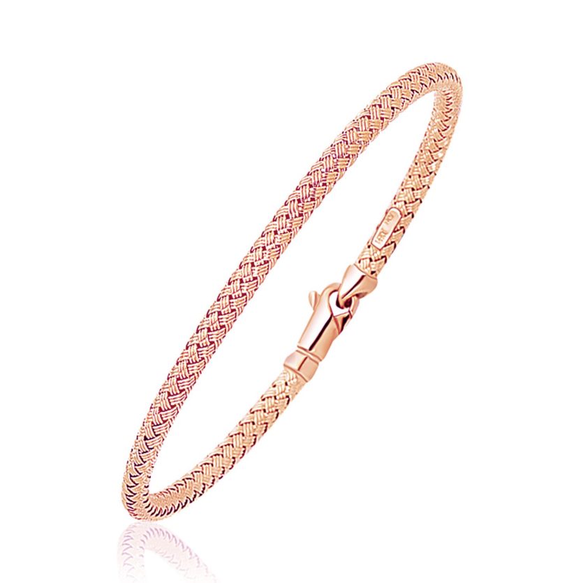 14k Rose Gold Fancy Weave Motif Bangle (3.40 mm) - Image 1