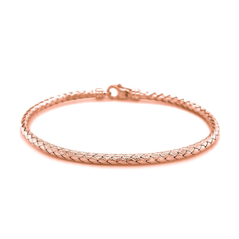 14k Rose Gold Fancy Weave Motif Bangle (3.40 mm) - Image 2