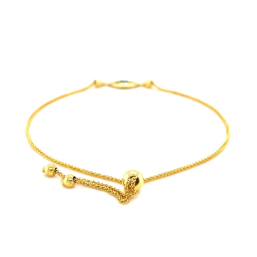 14k Yellow Gold Adjustable Evil Eye Bracelet (1.00 mm) - Image 3