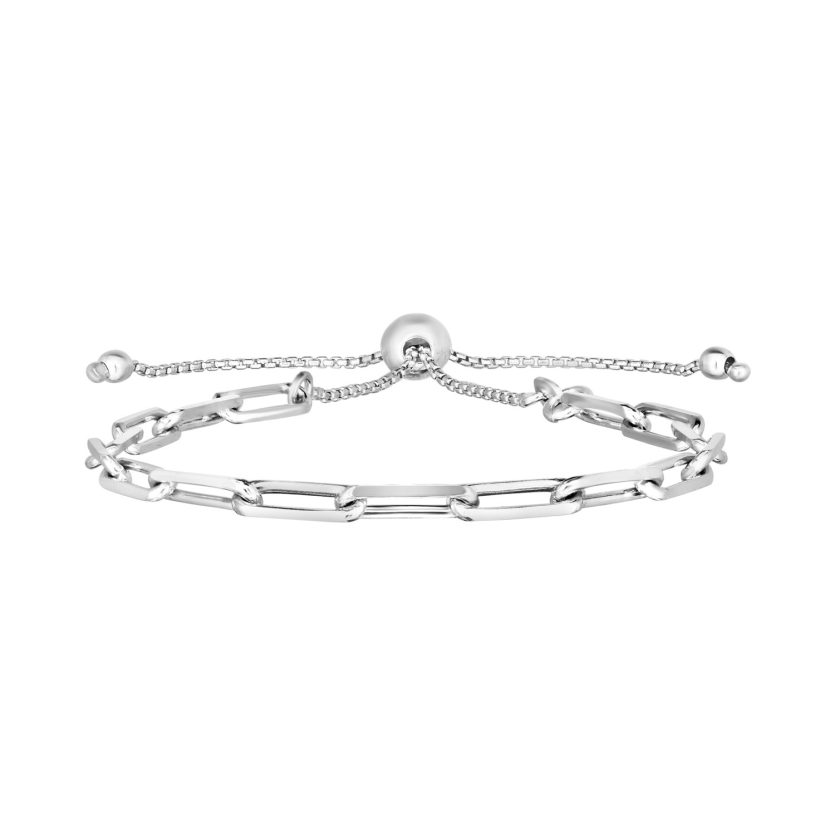 Sterling Silver Paperclip Chain Adjustable Bracelet (3.80 mm) - Image 1