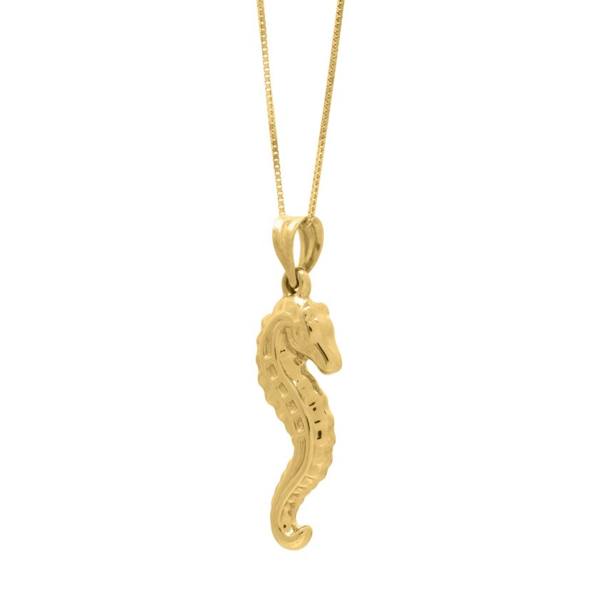 Seahorse Necklace in 10K Yellow Gold - Image 1