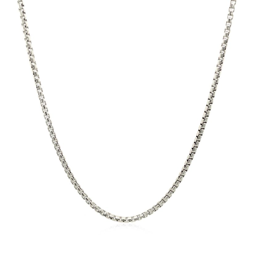 Sterling Silver Rhodium Plated Round Box Chain (1.50 mm) - Image 2
